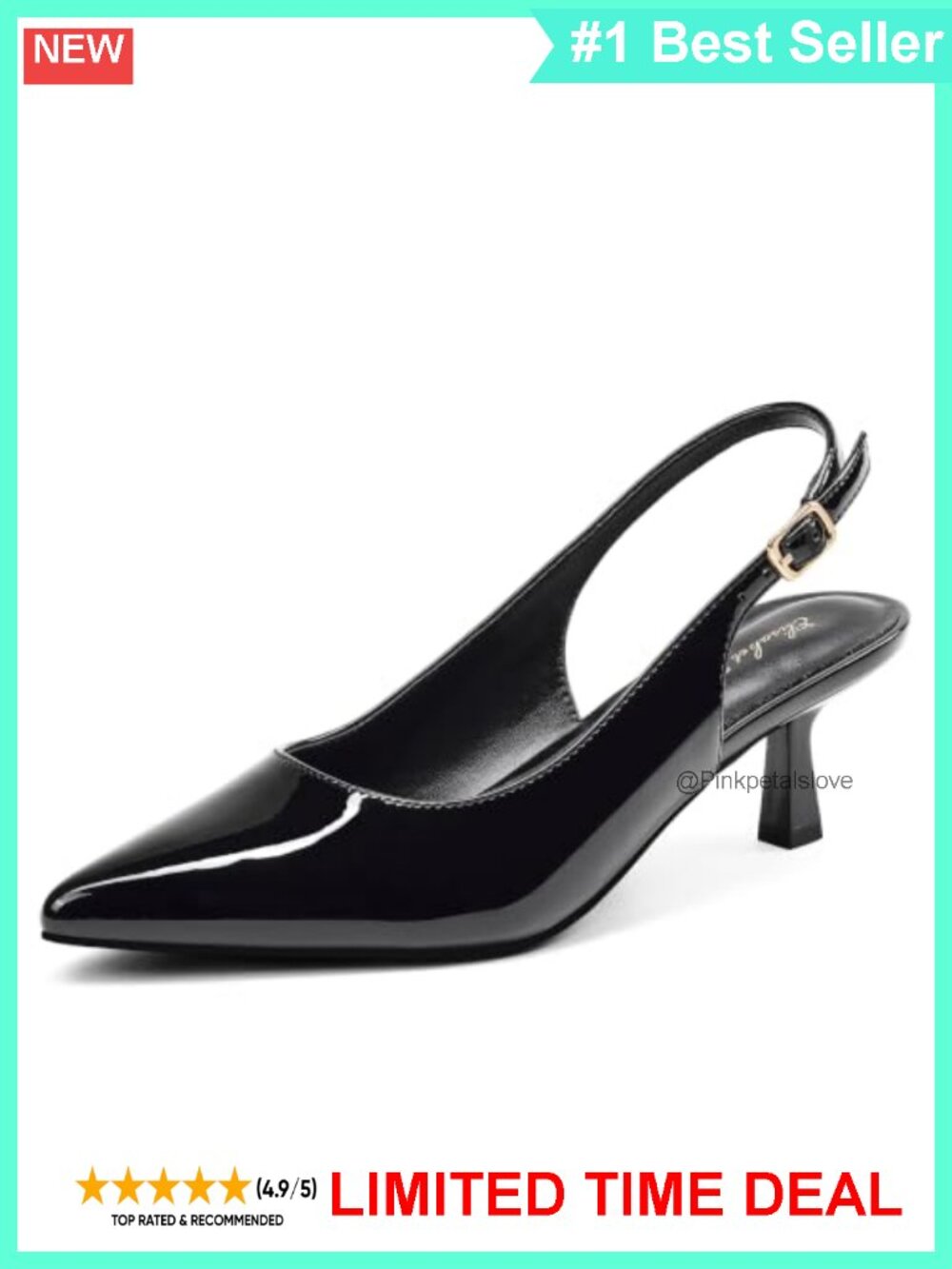 2 Inch Kitten Heel Closed Toe Slingback Pumps Pointed Toe Low Heel